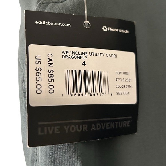 Women's Eddie Bauer Incline Collection Utility Capri in Dragonfly Size 4 NWT - Picture 11 of 11